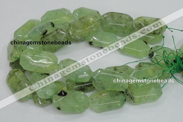 CRU129 15.5 inches 22*38mm faceted rectangle green rutilated quartz beads