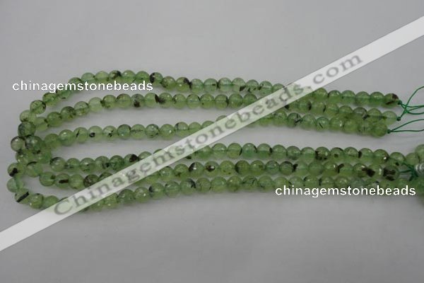 CRU152 15.5 inches 8mm faceted round green rutilated quartz beads