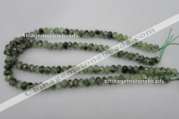 CRU162 15.5 inches 6*10mm faceted rondelle green rutilated quartz beads