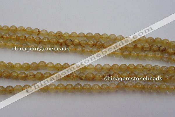 CRU611 15.5 inches 6mm round golden rutilated quartz beads