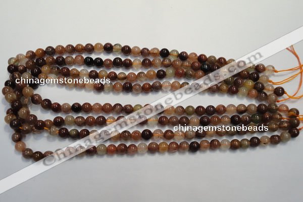 CRU652 15.5 inches 7mm round Multicolor rutilated quartz beads