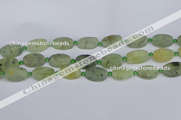 CRU783 15.5 inches 13*20mm oval green rutilated quartz beads