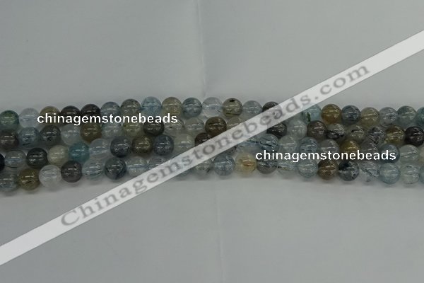 CRU852 15.5 inches 8mm round blue rutilated quartz beads