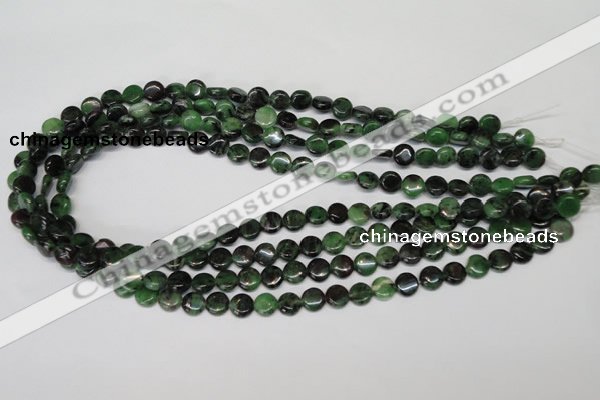 CRZ23 15.5 inches 8mm flat round ruby zoisite gemstone beads