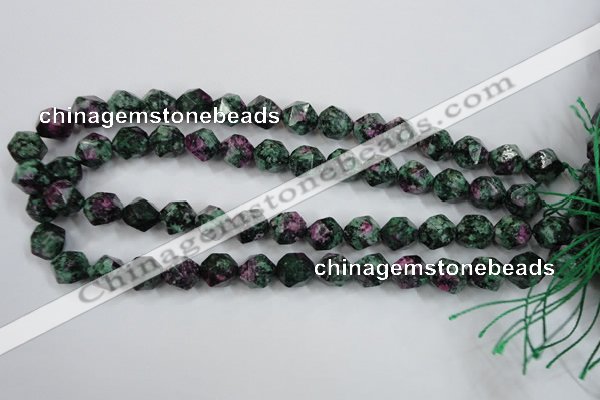 CRZ904 15.5 inches 12mm faceted nuggets Chinese ruby zoisite beads