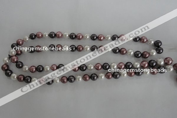 CSB1045 15.5 inches 8mm round mixed color shell pearl beads