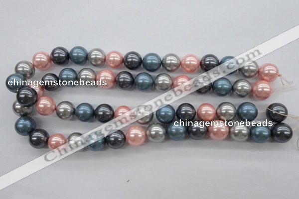 CSB1139 15.5 inches 14mm round mixed color shell pearl beads