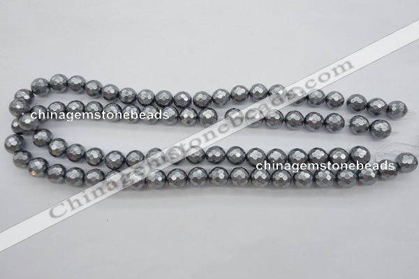 CSB1201 15.5 inches 10mm faceted round shell pearl beads