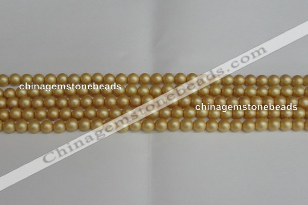 CSB1380 15.5 inches 4mm matte round shell pearl beads wholesale