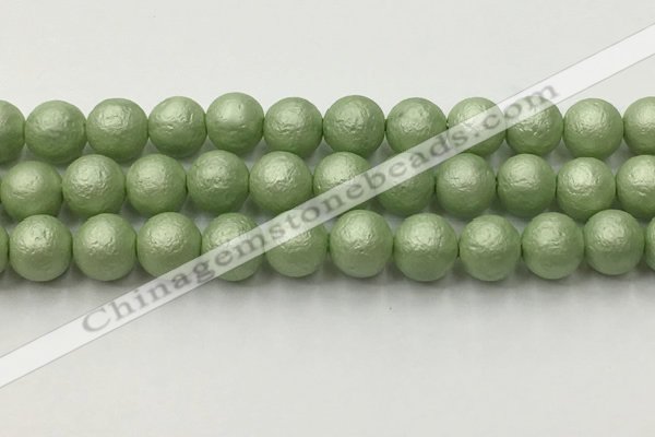 CSB2535 15.5 inches 14mm round matte wrinkled shell pearl beads