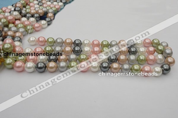 CSB357 15.5 inches 12mm round mixed color shell pearl beads