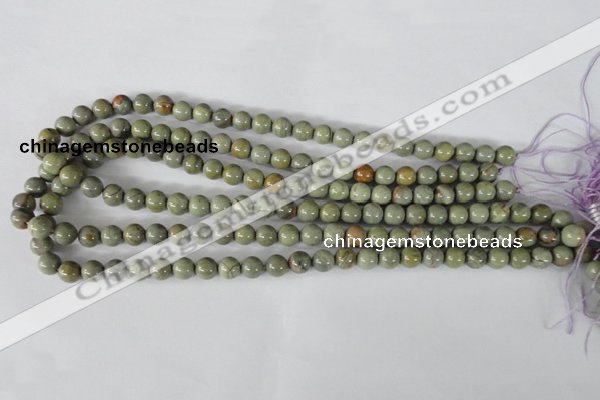 CSL102 15.5 inches 8mm round silver leaf jasper beads wholesale