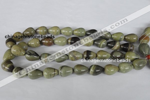 CSL105 15.5 inches 15*20mm teardrop silver leaf jasper beads wholesale