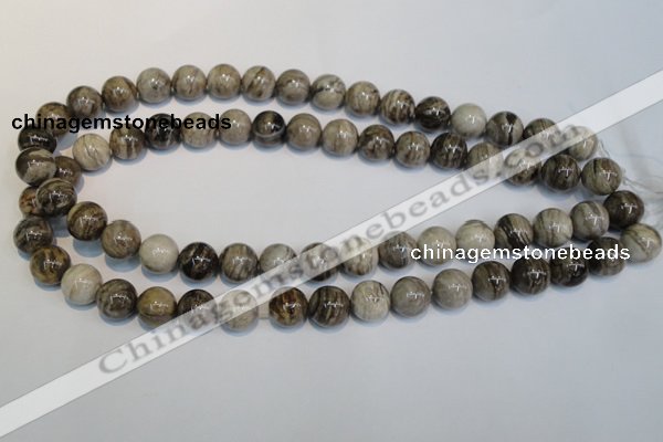 CSL12 15.5 inches 12mm round silver leaf jasper beads wholesale