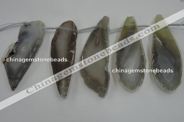 CTD1537 Top drilled 30*65mm - 35*75mm freeform agate slab beads