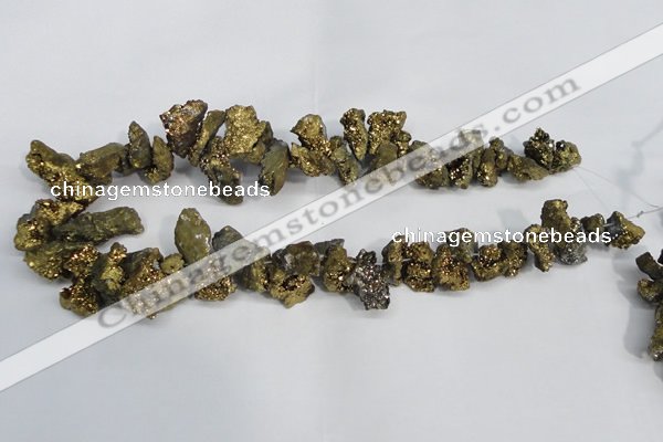 CTD946 Top drilled 10*15mm - 15*25mm nuggets plated druzy agate beads