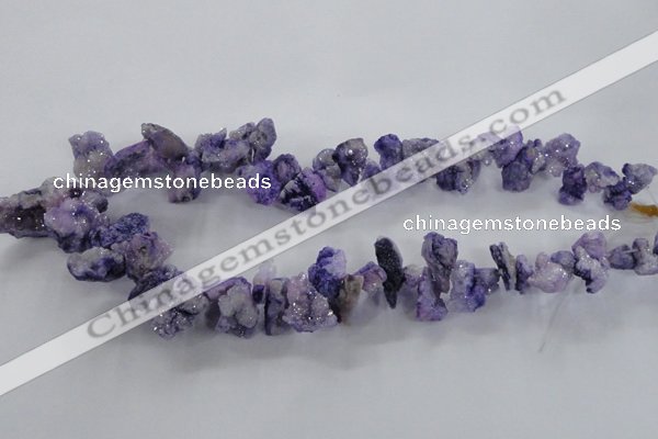 CTD977 Top drilled 10*15mm - 15*25mm nuggets plated druzy agate beads