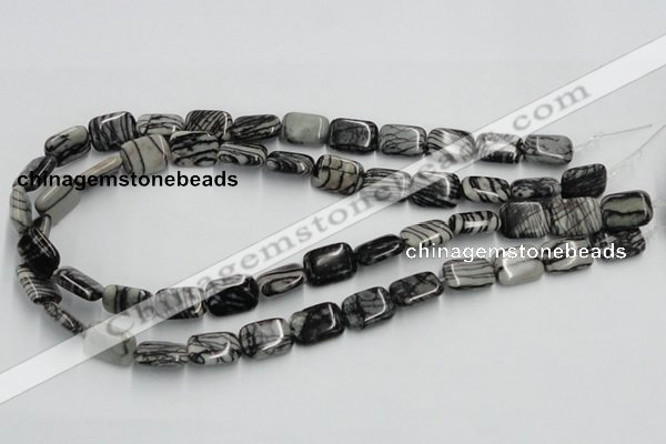 CTJ17 16 inches 12*16mm rectangle black water jasper beads wholesale