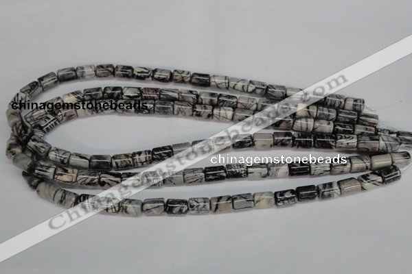 CTJ35 15.5 inches 8*10mm tube black water jasper beads wholesale