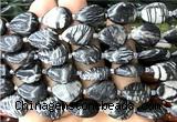 CTR516 15 inches 13*18mm flat teardrop black water jasper beads