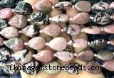 CTR526 15 inches 13*18mm flat teardrop rhodonite gemstone beads