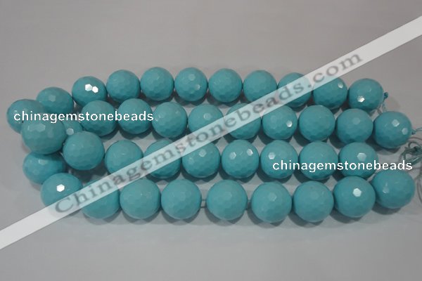 CTU1226 15.5 inches 16mm faceted round synthetic turquoise beads