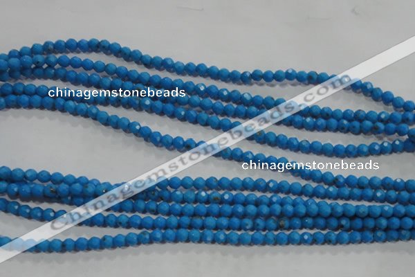 CTU1631 15.5 inches 6mm faceted round synthetic turquoise beads