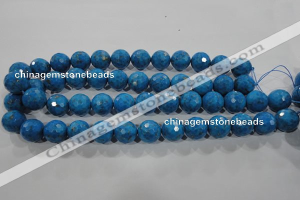 CTU1636 15.5 inches 16mm faceted round synthetic turquoise beads