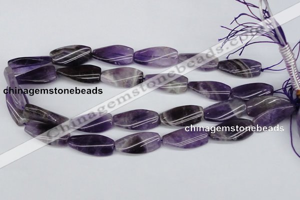 CTW102  15.5 inches 15*30mm twisted rectangle amethyst beads