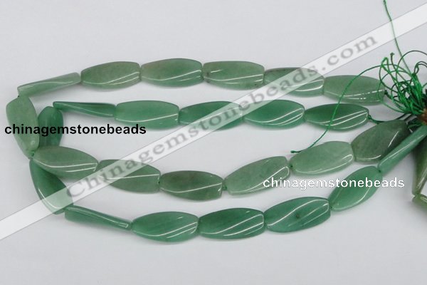 CTW111 15.5 inches 15*30mm twisted rectangle green aventurine beads