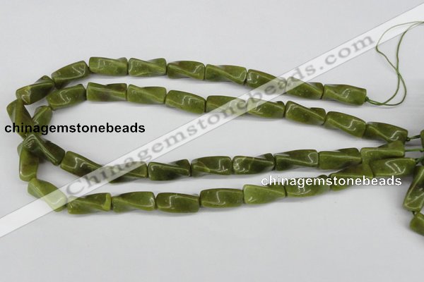 CTW138 15.5 inches 9*20mm twisted trihedron jade gemstone beads