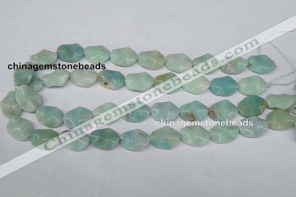 CTW301 15.5 inches 15*20mm wavy oval amazonite gemstone beads