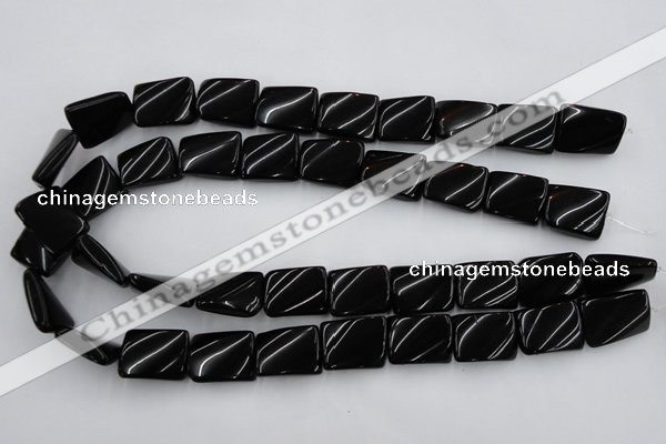 CTW377 15.5 inches 15*20mm twisted rectangle black agate beads