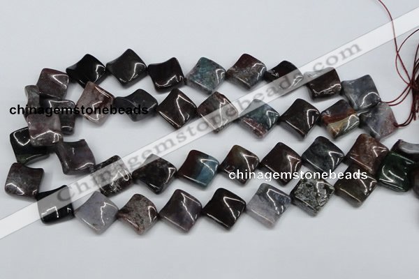 CTW41 15.5 inches 15*15mm twisted diamond moss agate beads