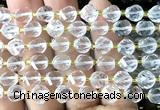 CTW550 15 inches 8mm faceted & twisted S-shaped white crystal beads