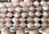 CTW552 15 inches 8mm faceted & twisted S-shaped strawberry quartz beads