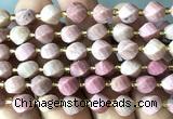 CTW571 15 inches 8mm faceted & twisted S-shaped pink wooden jasper beads