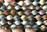 CTW573 15 inches 8mm faceted & twisted S-shaped ocean jasper beads