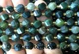 CTW578 15 inches 8mm faceted & twisted S-shaped moss agate beads