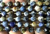 CTW586 8mm faceted & twisted S-shaped sunset dumortierite beads