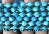 CTW594 15 inches 8mm faceted & twisted S-shaped green turquoise beads