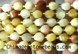 CTW597 8mm faceted & twisted S-shaped yellow aventurine jade beads