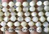 CTW601 15 inches 8mm faceted & twisted S-shaped grey moonstone beads