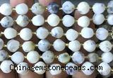 CTW603 15 inches 8mm faceted & twisted S-shaped white opal beads