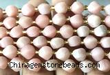 CTW604 8mm faceted & twisted S-shaped Chinese pink opal beads