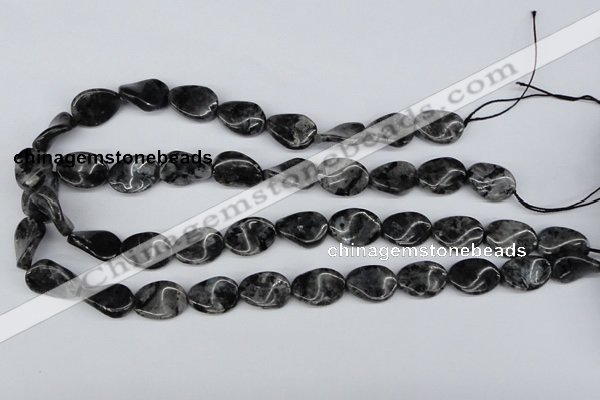 CTW64 15.5 inches 13*18mm twisted oval black labradorite beads