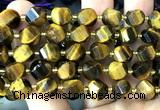 CTW665 10mm faceted & twisted S-shaped grade A yellow tiger eye beads