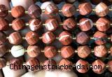 CTW671 15 inches 10mm faceted & twisted S-shaped red jasper beads