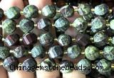 CTW677 10mm faceted & twisted S-shaped dragon blood jasper beads