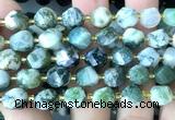 CTW682 15 inches 10mm faceted & twisted S-shaped tree agate beads